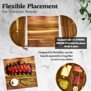 Charcuterie Board Set: 3-in-1 Magnetic Acacia Wood Cheese Board Ensemble - Unique for Mom - House Warming Gifts New Home, Wedding Gifts for Couple, Bridal Shower Gift (Board)