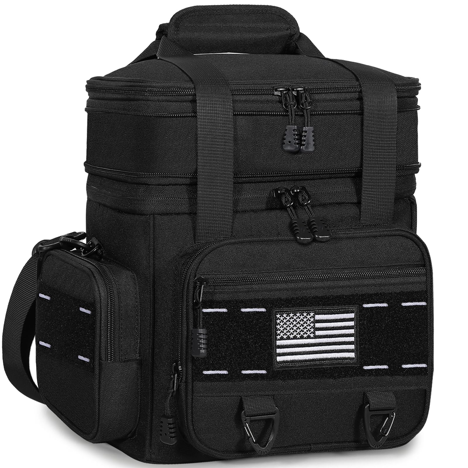 TENKIST Expandable Tactical Lunch Box, Large Insulated Lunch Cooler Bag Heavy Duty Leakproof Lunch Pail for Men Adults Work Office Outdoor Picnic Trips,16L,Black