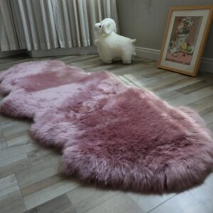 AGFNGE Sheepskin Rug, Fluffy Shag Area Rug, Super Soft 24” x 72“ Sheepskin Hair Rug,Peachy-Pink Pile Rug, Decorative Throw Rugs for Bedrooms, Children's Rooms, Living Rooms (Peachy-Pink, 24" x 72")