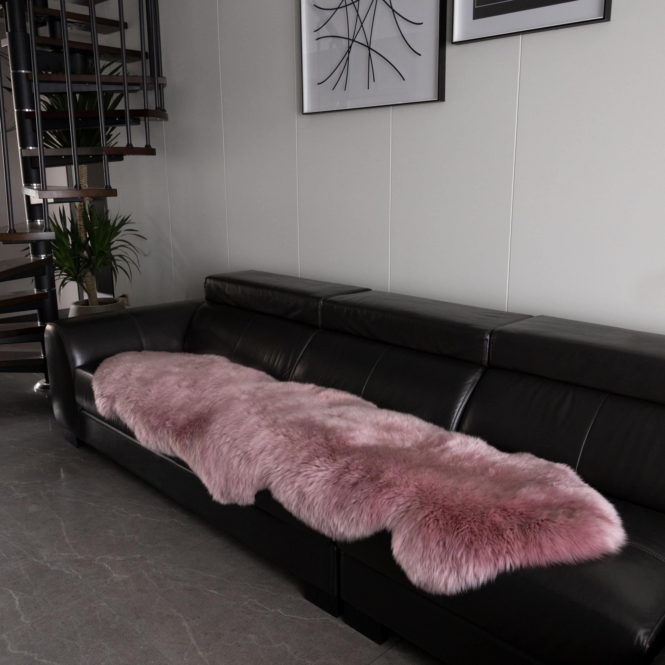 AGFNGE Sheepskin Rug, Fluffy Shag Area Rug, Super Soft 24” x 72“ Sheepskin Hair Rug,Peachy-Pink Pile Rug, Decorative Throw Rugs for Bedrooms, Children's Rooms, Living Rooms (Peachy-Pink, 24" x 72")