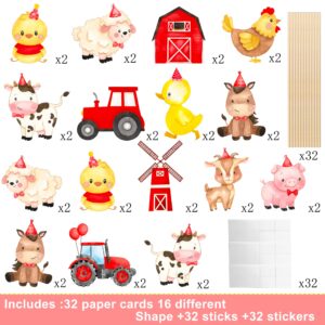 32pcs Farm Animal Centerpiece Sticks Farm Birthday Party Centerpiece Decorations Farm Theme Table Toppers for Barnyard Birthday Barn Party Baby Shower Supplies