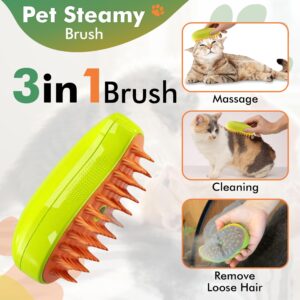 Cat Steam Brush for Shedding, Rechargable Steam Brush for Cats, 3 in 1 Steam Cat Brush, Self Cleaning Cat Grooming Brush for Massage, Pet Brush Removing Loose Hair-Cat Brush with Steam.