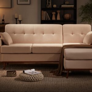 Weture 80" L Shape Couch with Extended Convertible Chaise, Comfy Sectional Couches for Living Room, 3 Seater Couch L Shaped Sofa for Small Spaces(Linen-Beige)