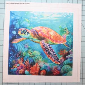 4 Piece 6"x6" Sea Turtles Fabric Panel Squares - Quilting Sewing Blocks