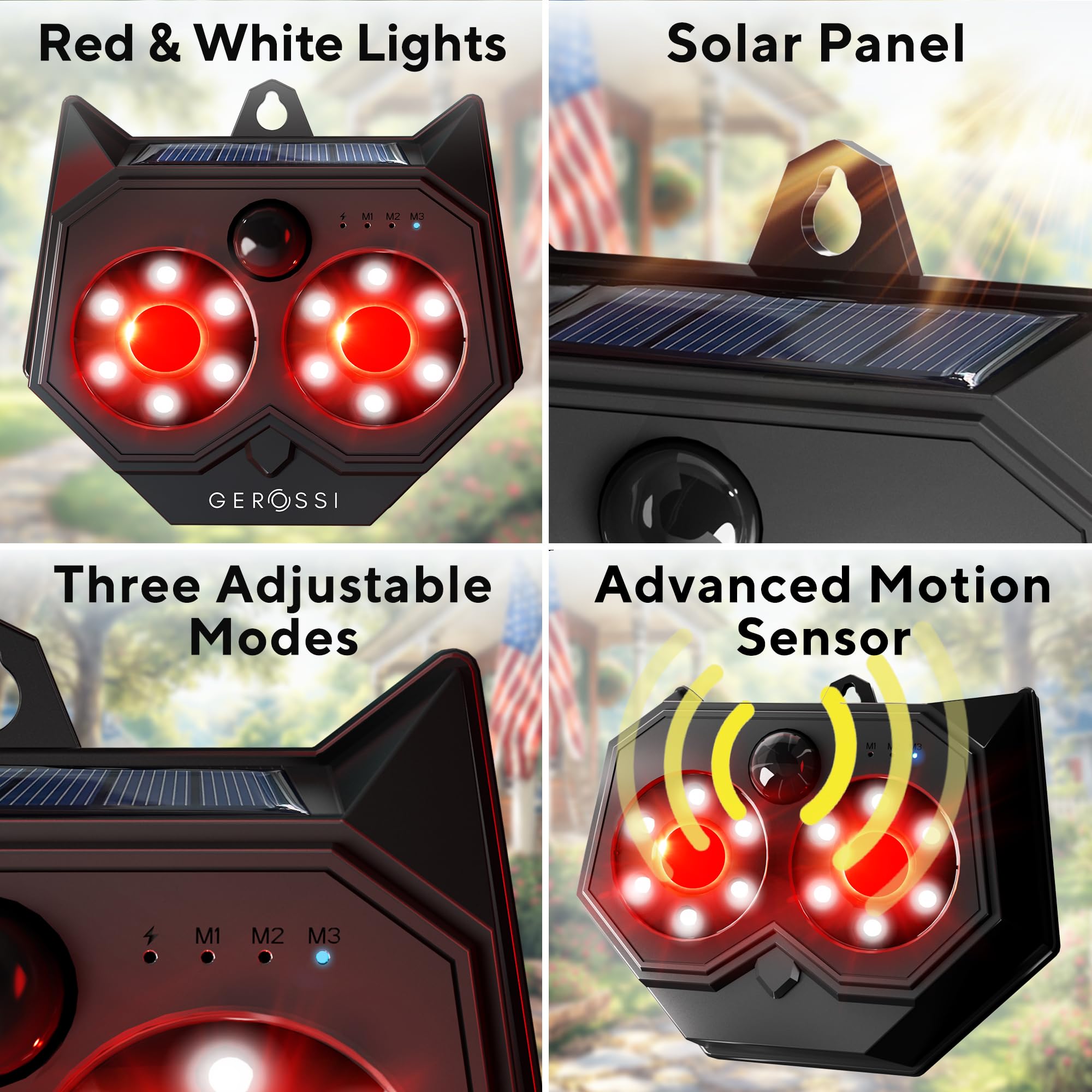 Upgraded Animal Deterrent 2 Pack - Solar Powered Design w/Motion Activated Predator Eyes - Effective Repellent Device for Coyote, Deer, Fox, Raccoon - Predator Lights for Chicken Coop, Farm, Yard