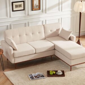 Weture 80" L Shape Couch with Extended Convertible Chaise, Comfy Sectional Couches for Living Room, 3 Seater Couch L Shaped Sofa for Small Spaces(Linen-Beige)