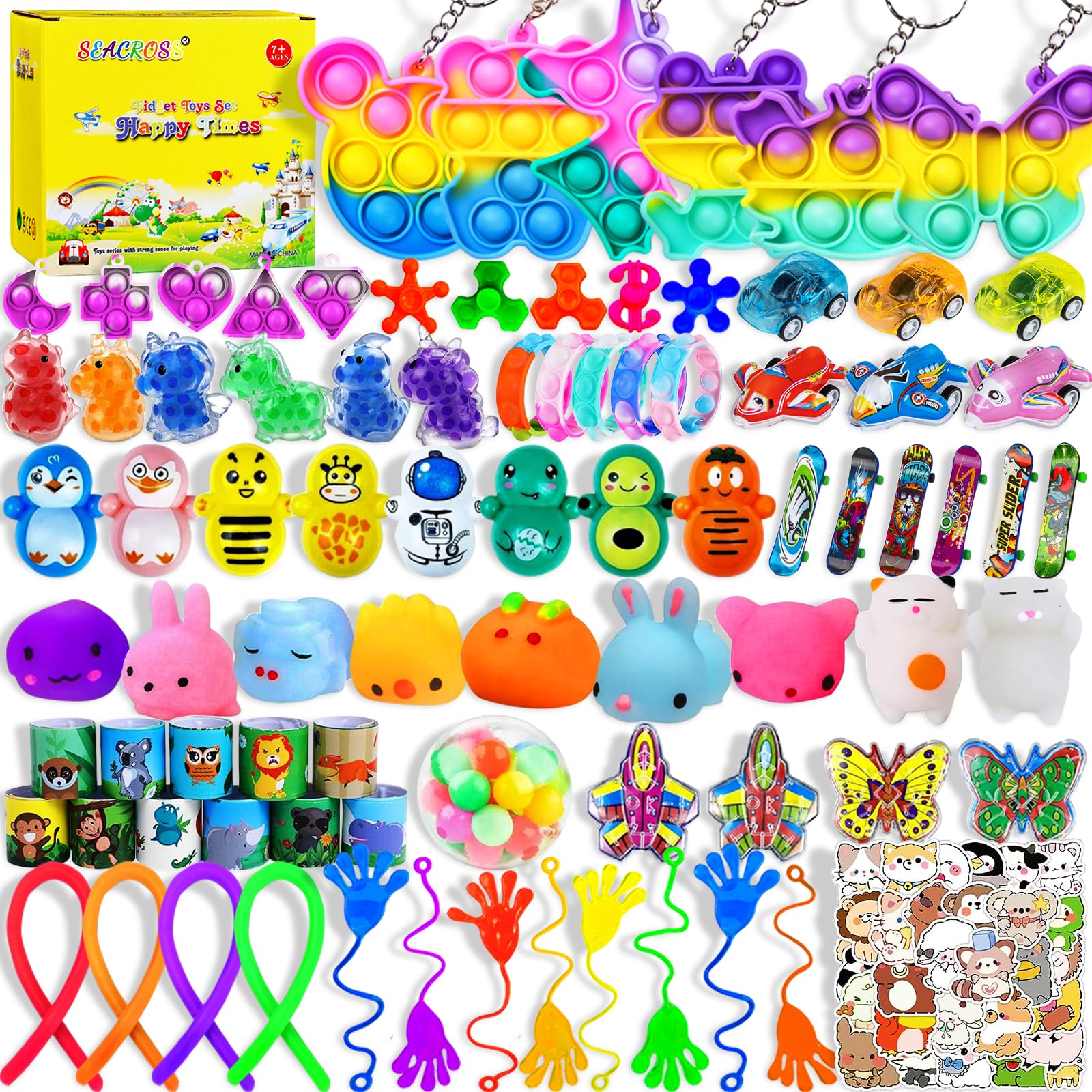 145 Pcs Party Favors for Kids, Pop Fidget Toys Pack, Goodie Bags Fillers for Kids Birthday Party, Prizes in Bulk for School, Pinata Stuffers, Classroom Prizes, Treasure Box Toys, Birthday Gift Toys