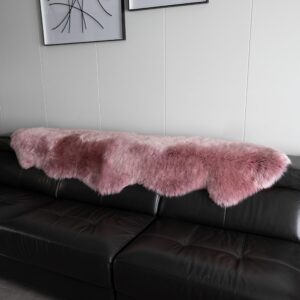 AGFNGE Sheepskin Rug, Fluffy Shag Area Rug, Super Soft 24” x 72“ Sheepskin Hair Rug,Peachy-Pink Pile Rug, Decorative Throw Rugs for Bedrooms, Children's Rooms, Living Rooms (Peachy-Pink, 24" x 72")