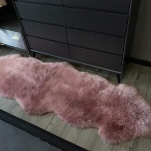 AGFNGE Sheepskin Rug, Fluffy Shag Area Rug, Super Soft 24” x 72“ Sheepskin Hair Rug,Peachy-Pink Pile Rug, Decorative Throw Rugs for Bedrooms, Children's Rooms, Living Rooms (Peachy-Pink, 24" x 72")