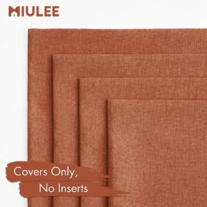 MIULEE Fall Pack of 4 Decorative Outdoor Throw Pillow Covers Linen Waterproof Pillow Covers Farmhouse Cushion Cases for Patio Garden Tent Balcony Couch Sofa 16x16 inch Rust