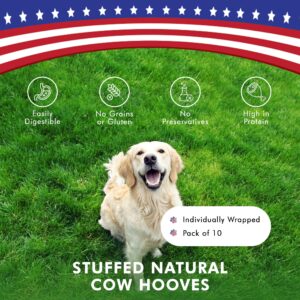 Pawfetto Peanut Butter Stuffed Cow Hooves for Dogs, Tasty Dental Treats for Dog Chews Long Lasting Natural Dog Products, Individually Wrapped (Pack of 10) 54811