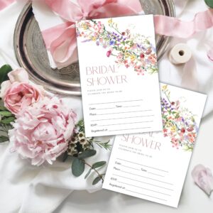 DYIRBIIY Floral Bridal Shower Invitations, 25 Spring Wild Flower Fill In Style Invitations With Envelopes For New Couples, Mr And Mrs, Newlyweds Invites, Party Favor & Decorations