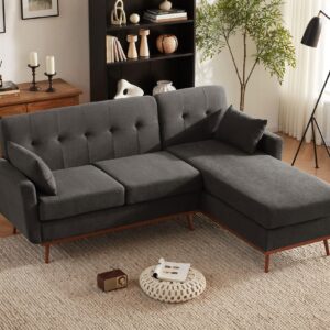 Weture 80" L Shape Couch with Extended Convertible Chaise, Comfy Sectional Couches for Living Room, 3 Seater Couch L Shaped Sofa for Small Spaces(Linen-Dark Grey)