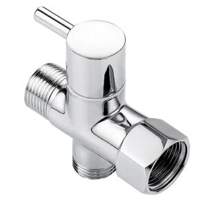 kqcibz brass t adapter brass t adapter with shut-off valve 3-way tee connector 7/8in x 7/8in x g1/2 for toilet bidet sprayer, silver