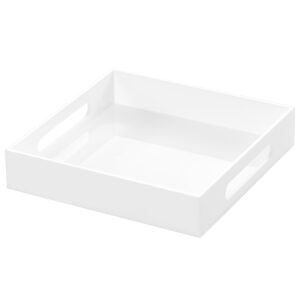 generic white acrylic vanity tray 8x8 inches decorative bathroom office storage organizer tray perfume countertop makeup jewelry towel dresser tray nightstand entryway closet catchall candle ottoman