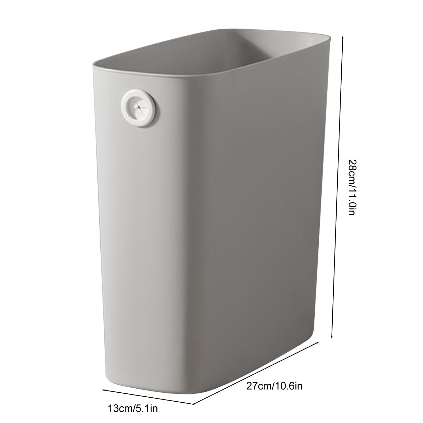 Wastebasket Trash Container,Small Trash Can Wastebasket, Garbage Container Basket, PP TPR Plastic Wastebasket Slim Open Top Garbage Container Bin for Bathroom Office Bedroom Kitchen(Warm Gray)