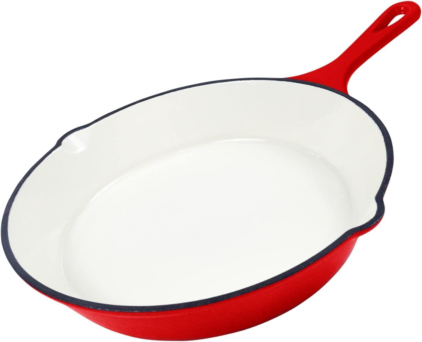 Healthy Choices 8" Small Enameled Cast Iron Skillet & 1 Qt Enameled Cast Iron Saucepan with Lid, Red Enameled Set, Heavy Duty, Indoor and Outdoor Use, Dishwasher Safe, Bake, All Cooktops upto 500°F