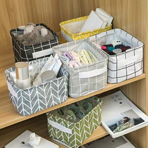 Kamuavni Foldable Storage Basket Small Collapsible Canvas Containers Organizers with Handle for Home Decor or Storing Toys, Keys, Sundries, Little Crafts, 9 Pack