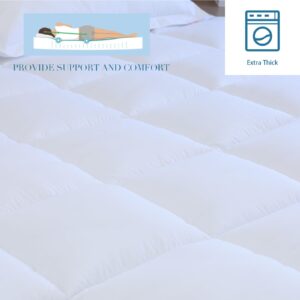 BJKE Mattress Topper Pad Full - Pillow Top Plush Thick Mattress Topper Pad Cover, Mattress Topper 3D Snow Down Alternative Overfilled Plush Mattress Pad with 8-21" Deep Pocket, White