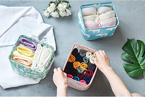 Kamuavni Foldable Storage Basket Small Collapsible Canvas Containers Organizers with Handle for Home Decor or Storing Toys, Keys, Sundries, Little Crafts, 9 Pack