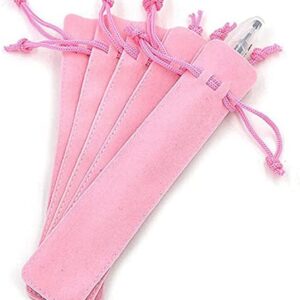 Tangseajiao 1Pc Pink Velvet Pencil Pouch, Drawstring Pencil Pouch, Soft Single Pen Holder, Adult Gift, For Office, Business Supplies, Office Supplies, Pencil Holder and Case