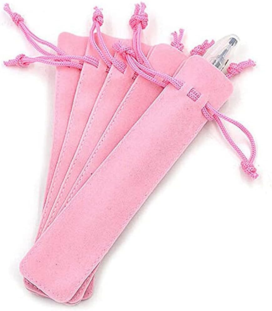 Tangseajiao 1Pc Pink Velvet Pencil Pouch, Drawstring Pencil Pouch, Soft Single Pen Holder, Adult Gift, For Office, Business Supplies, Office Supplies, Pencil Holder and Case