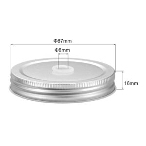 uxcell 8pcs Mason Jar Lids with Straw Hole, 87mm Metal Mason Canning Lids Leak Proof Mason Jar Caps for Mason Jar Silver