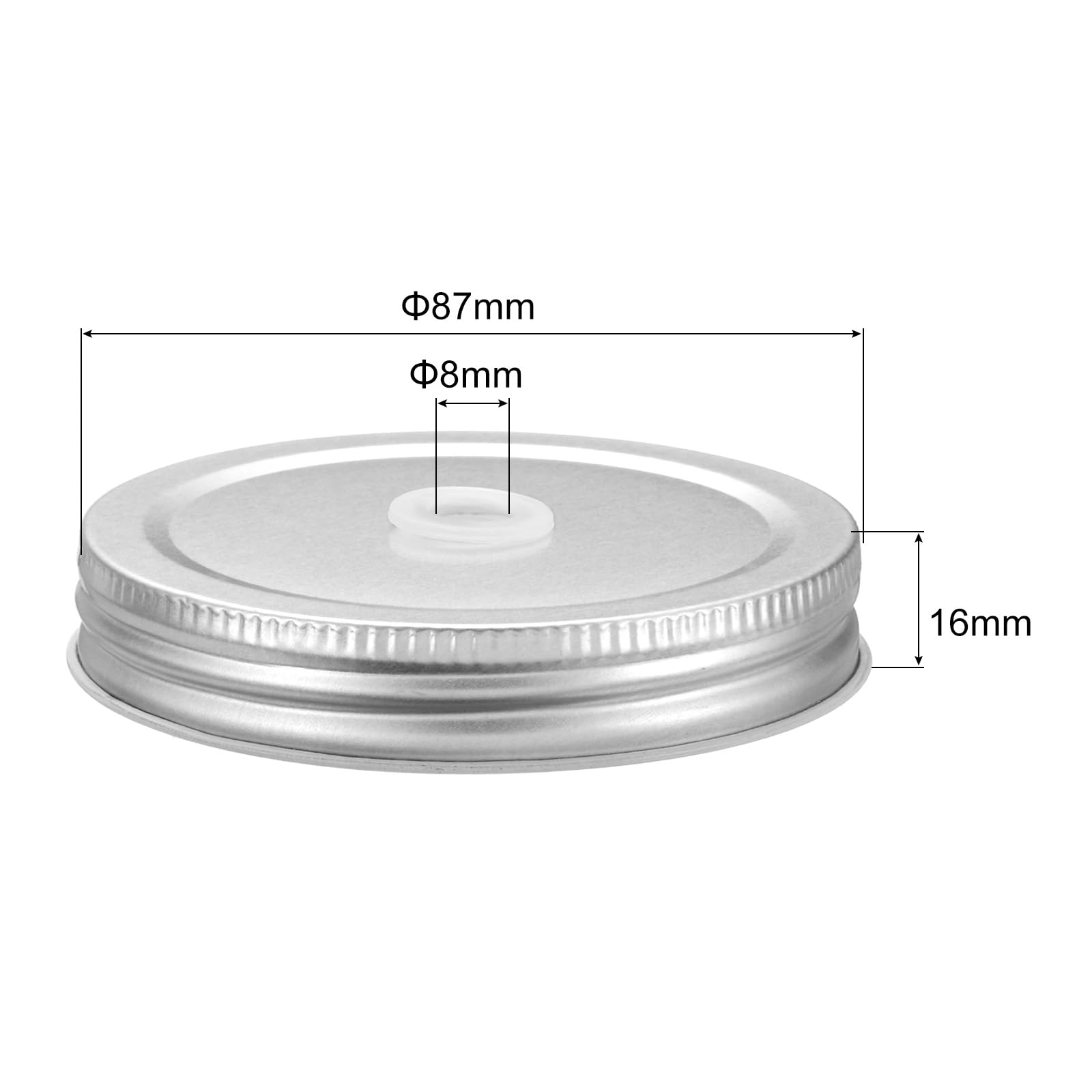 uxcell 8pcs Mason Jar Lids with Straw Hole, 87mm Metal Mason Canning Lids Leak Proof Mason Jar Caps for Mason Jar Silver