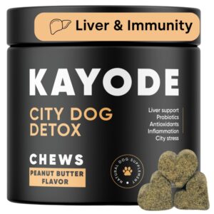 kayode dog detox - dog liver supplement & immune defense. with milk thistle for dogs. help detoxify liver, reduce inflammation & improve gut health. 1 bil cfu probiotics, omega oil, & bee pollen.