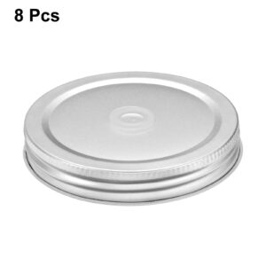 uxcell 8pcs Mason Jar Lids with Straw Hole, 87mm Metal Mason Canning Lids Leak Proof Mason Jar Caps for Mason Jar Silver