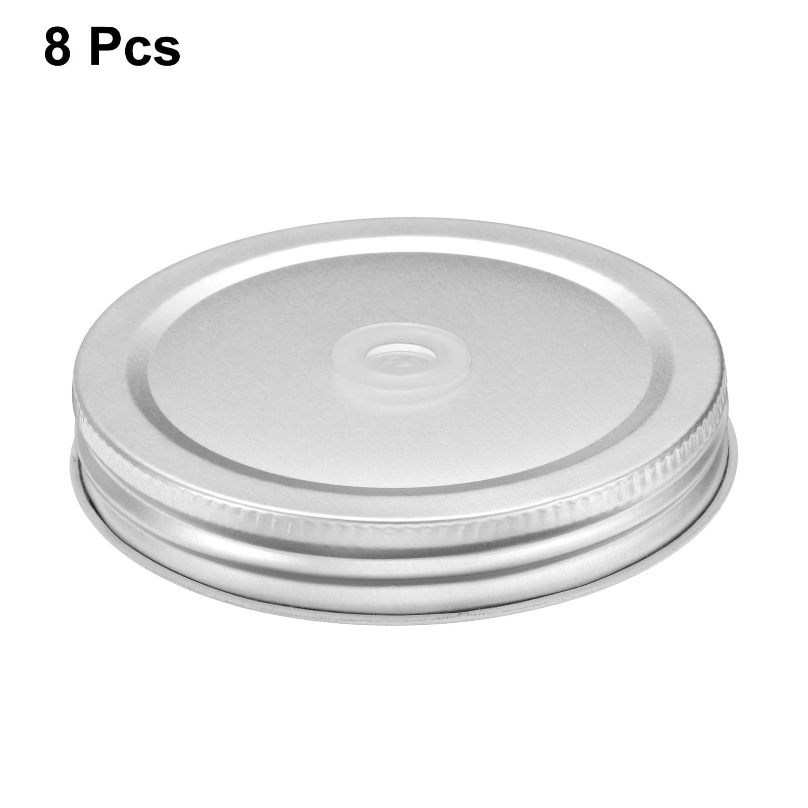 uxcell 8pcs Mason Jar Lids with Straw Hole, 87mm Metal Mason Canning Lids Leak Proof Mason Jar Caps for Mason Jar Silver