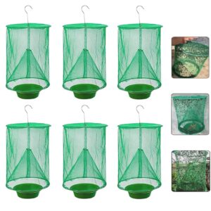 6 Pack Ranch Fly Trap, 2024 New Hanging Fly Catcher, The Most Effective Trap Ever Made with Pots, Cage Catcher for Indoor and Outdoor, Family Farms, Park, Restaurants