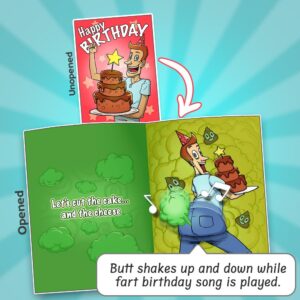 Joyadora Pop Up Singing Birthday Card - Funny Fart Prank Happy Birthday Music Card for Dads Mothers and Kids