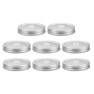 uxcell 8pcs mason jar lids with straw hole, 87mm metal mason canning lids leak proof mason jar caps for mason jar silver