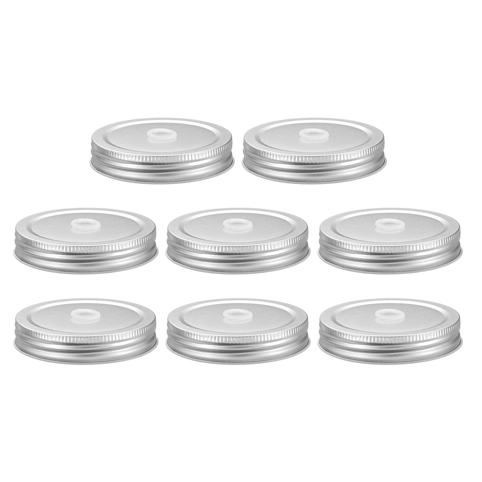 uxcell 8pcs Mason Jar Lids with Straw Hole, 87mm Metal Mason Canning Lids Leak Proof Mason Jar Caps for Mason Jar Silver