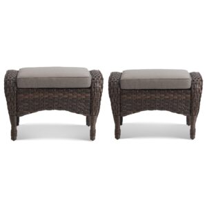 hummuh outdoor ottoman-patio rattan footstool with cushions