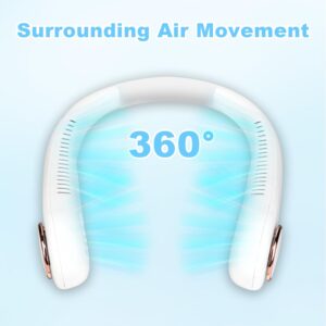 Coastacloud Portable Neck Fan, Rechargeable Turbo Bladeless Fan, 3 Speeds Adjustment 360° Cooling Airflow, Hands Free Wearable Personal Fans for Outdoor Travel Office