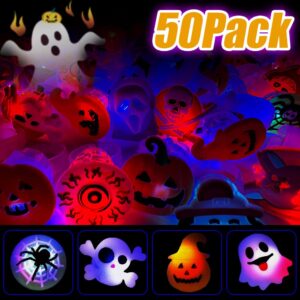 50PCS Halloween Light Up Rings, Assorted Ghost Pumpkin Flash LED Rings Toys Glow in the Dark Rings Toys for Halloween Kids Party Favors