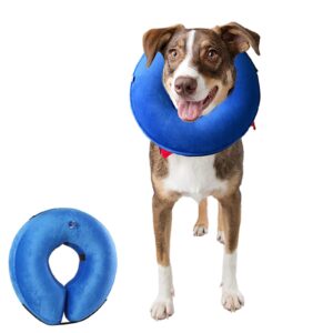 dog cone collar, inflatable dog cone soft protective dog cone collar after surgery alternative e collar cone for dogs and cats blue l (15-19") ﻿