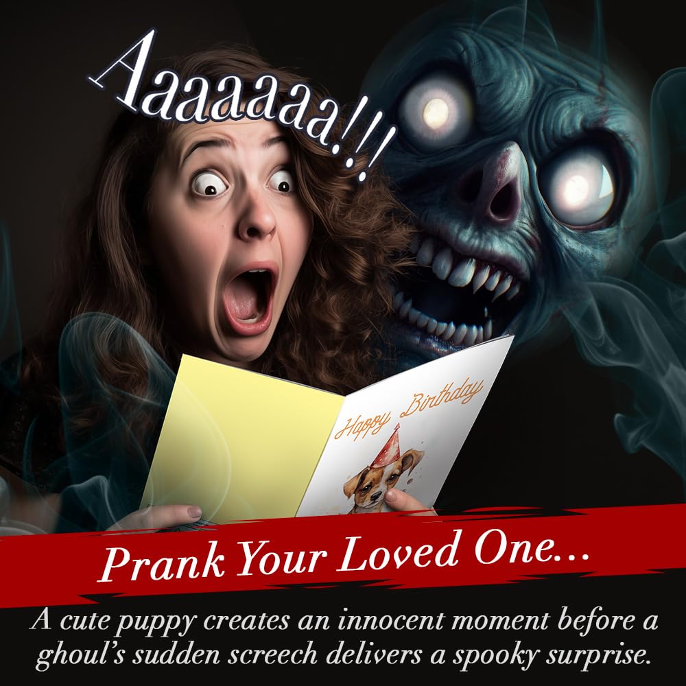 Joyadora Scary Prank Birthday Card - Pop Up Card with Scary Horror Sound when Opened - Jump Scare for All Ages