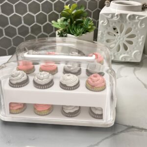 Top Shelf Elements for Mini Small Size Cupcakes. NOT for Standard Size Cupcakes. Fashionable Green Mini Cupcake Carrier Holds 24 Mini-Size Cupcakes, Mini Cupcake Traveler, Reusable Cupcake Box