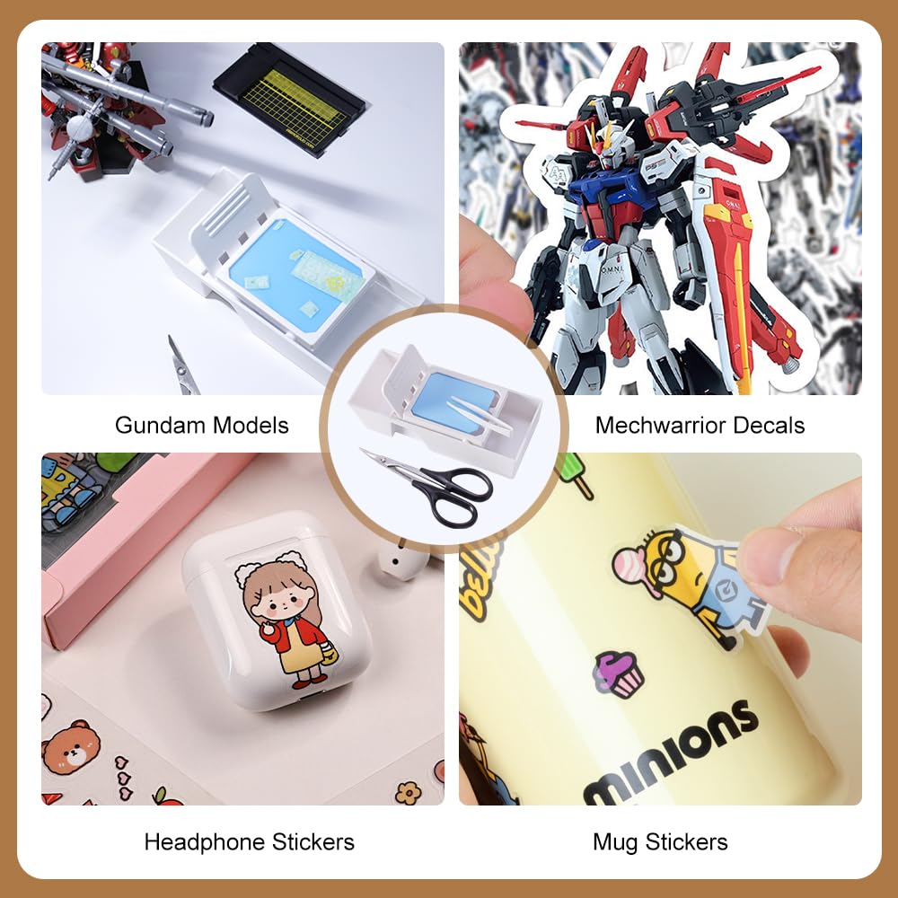 Model Decal Tool, Decal Box With Curved Scissors, Tweezers, Sponge Pad, Gundam Model Crafts, Airplanes, Tanks, Hobbyist Tools PMKJ008