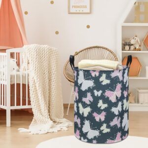 CLOCOR Butterfly Laundry Basket,Waterproof Baby Girls Nursery Hamper, Girls' Room Decor,Kids Toys Storage Bin,Gift Basket（Dream Butterfly