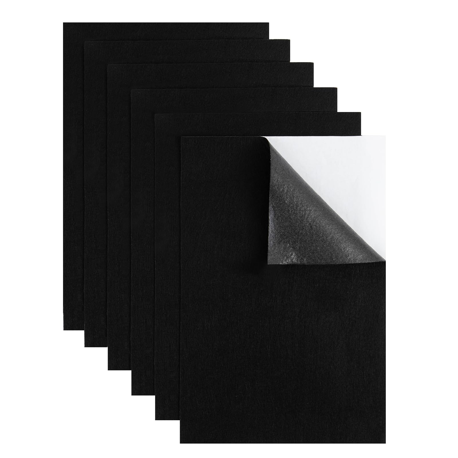 HaoFeiJH Black Felt Fabric，6PCS Self Adhesive Felt Sheet,Self-Adhesive Fabric Liners for Drawers and Boxes, A4 Size Felt Adhesive Sheet (8.3" x 11.8")