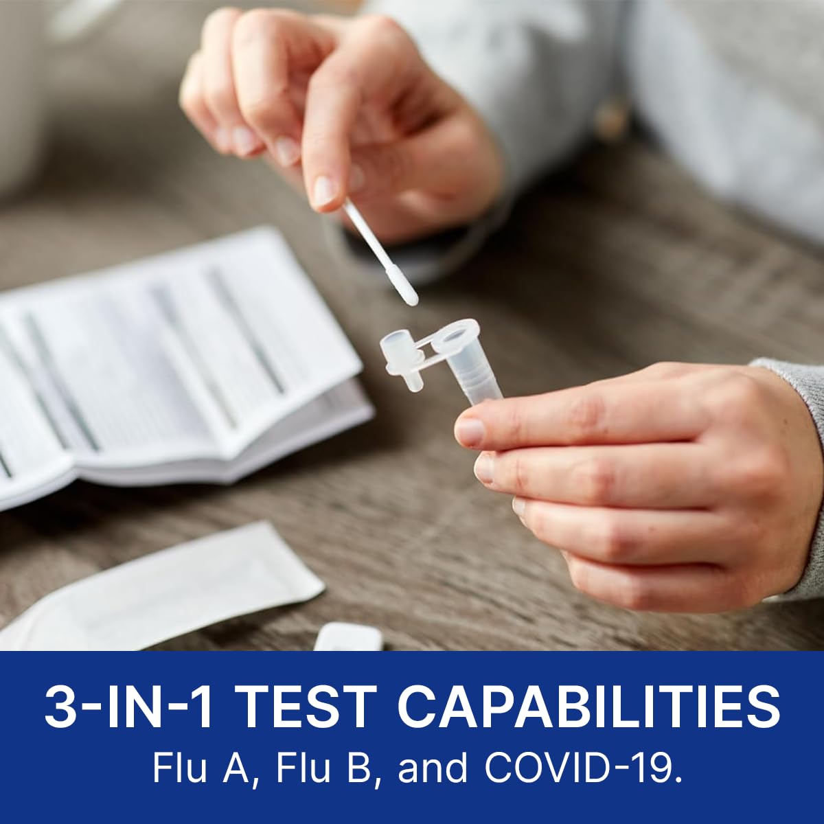 CorDx TyFast Flu A/B & Covid-19 Multiplex Rapid Test, 10 Mins at Home, FDA Authorized, 3-in-1 Combo Kit, 2 Tests