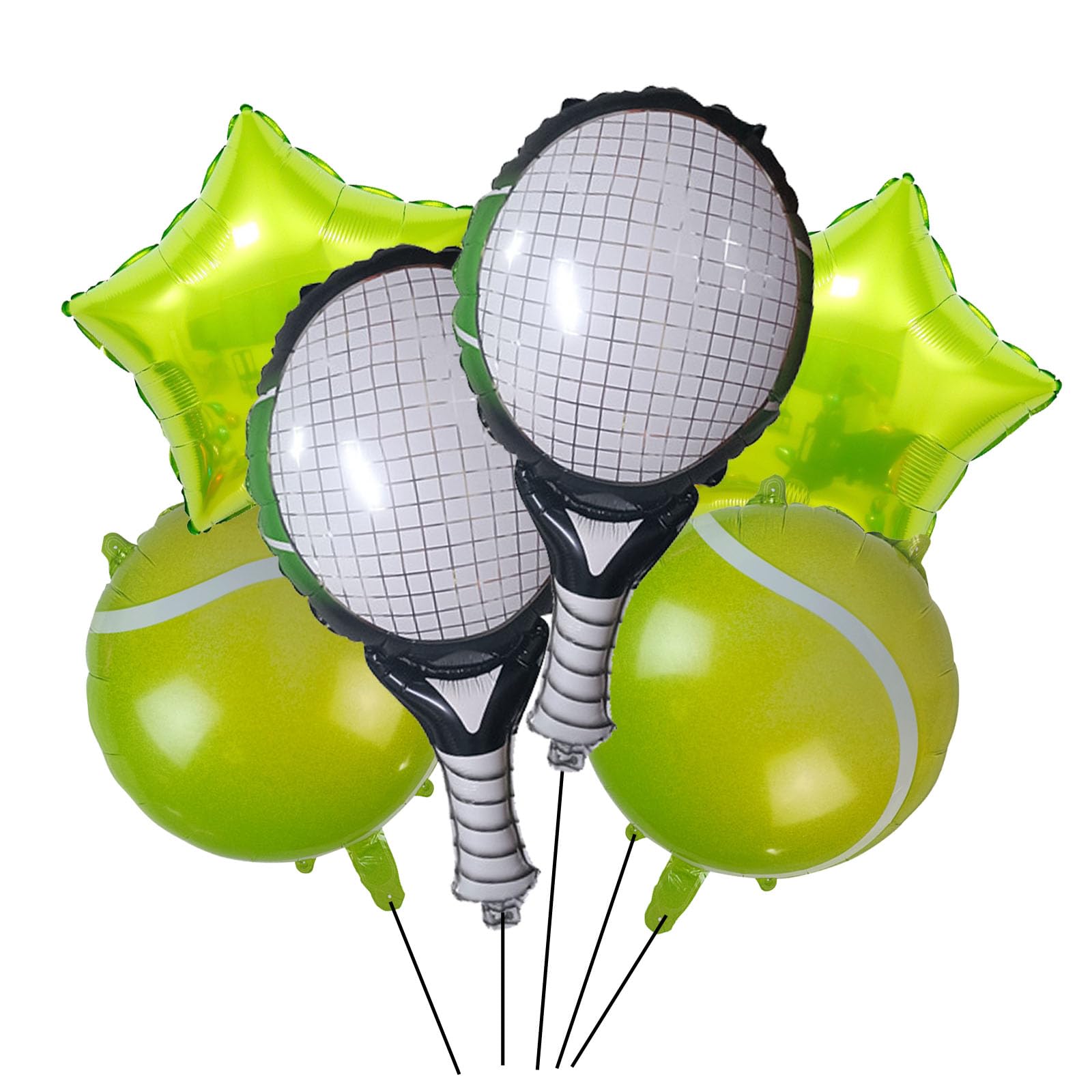 CSTYWC 6PCS Tennis Ball Foil Balloons Green Star Balloons Tennis Party Balloons for Sports Tennis Themed Party Decorations Supplies