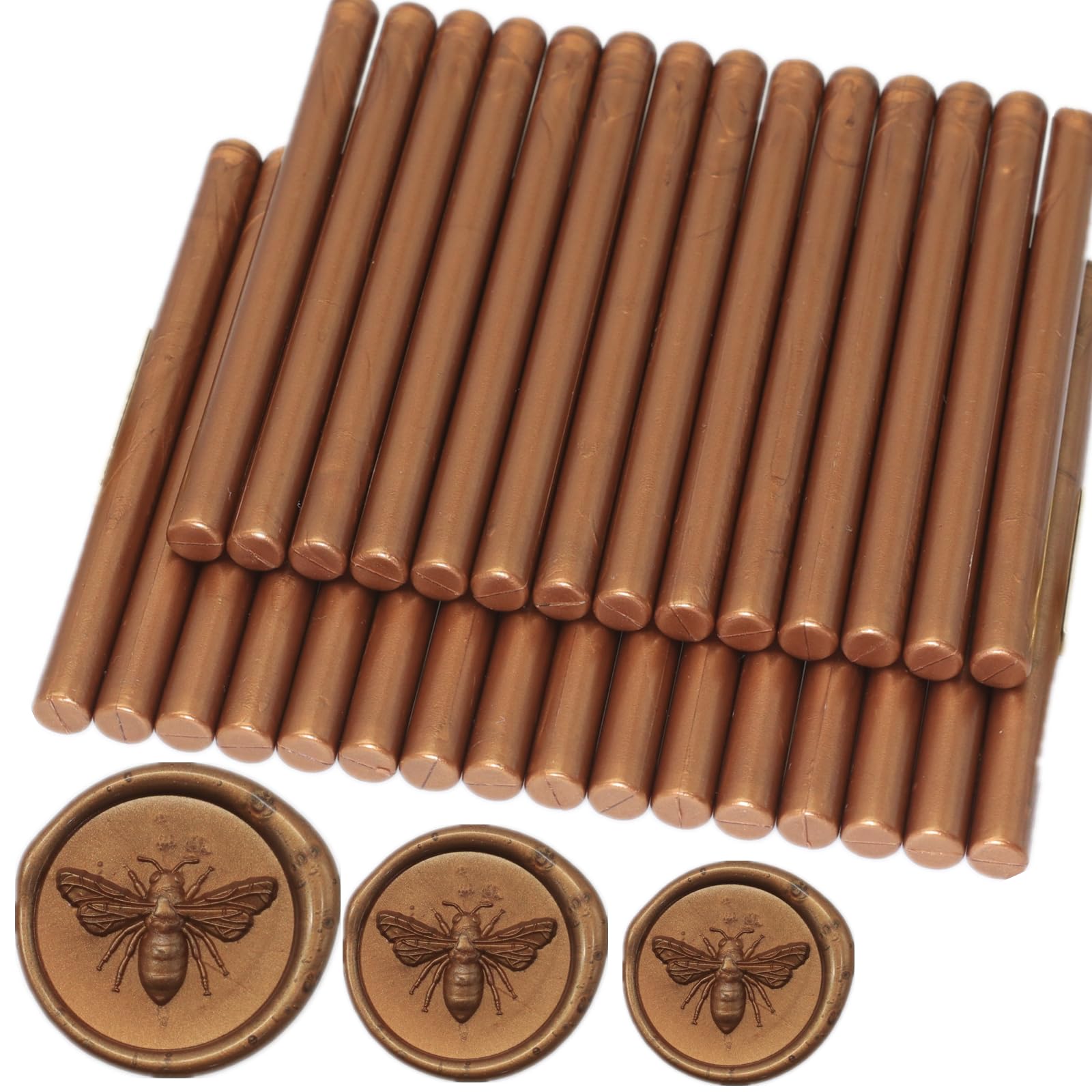 Wax Seal Sticks Copper Gold, ONWINPOR 30pcs Glue Gun Wax Sealing Sticks for Wax Seal Stamp, Mini Wax Seal Gun Sticks Set Suit for 0.2.8'' Glue Gun Great for Wedding Invitations(Copper)