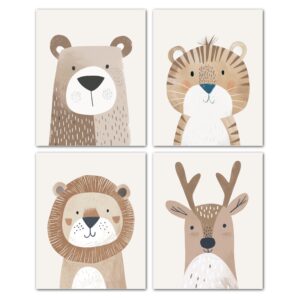 Lavema Nursery Wall Art Animals Neutral Decor - Posters (8 x 10 Unframed) - Cute Safari Prints for Kids Baby Room Decor - Jungle Animals Picture Set, beige