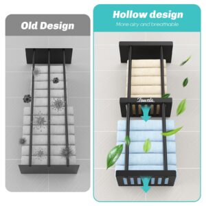 Towel Racks for Bathroom - Bathroom Towel Storage Rack Wall Mounted, Black Wall Towel Holder for Rolled Towels