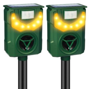 2024 upgraded ultrasonic animal repeller outdoor,2 pack deer repellent devices solar animal repeller with motion sensor animal deterrent to scare squirrel coyote raccoon skunk rabbit out of yard farm